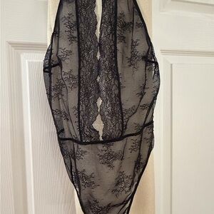 Victorias Secret Elegant Black Lace Bodysuit